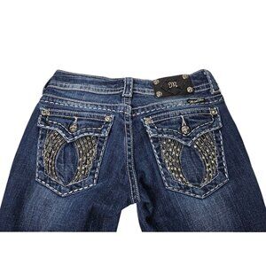 Miss Me Skinny Jeans Women's 27x31 Embellished Low Rise Blue Denim Dark Wash